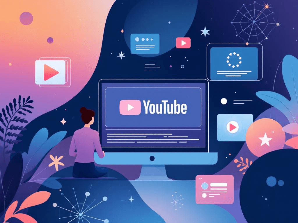 A professional abstract illustration representing the concept of YouTube in Advertising Trends