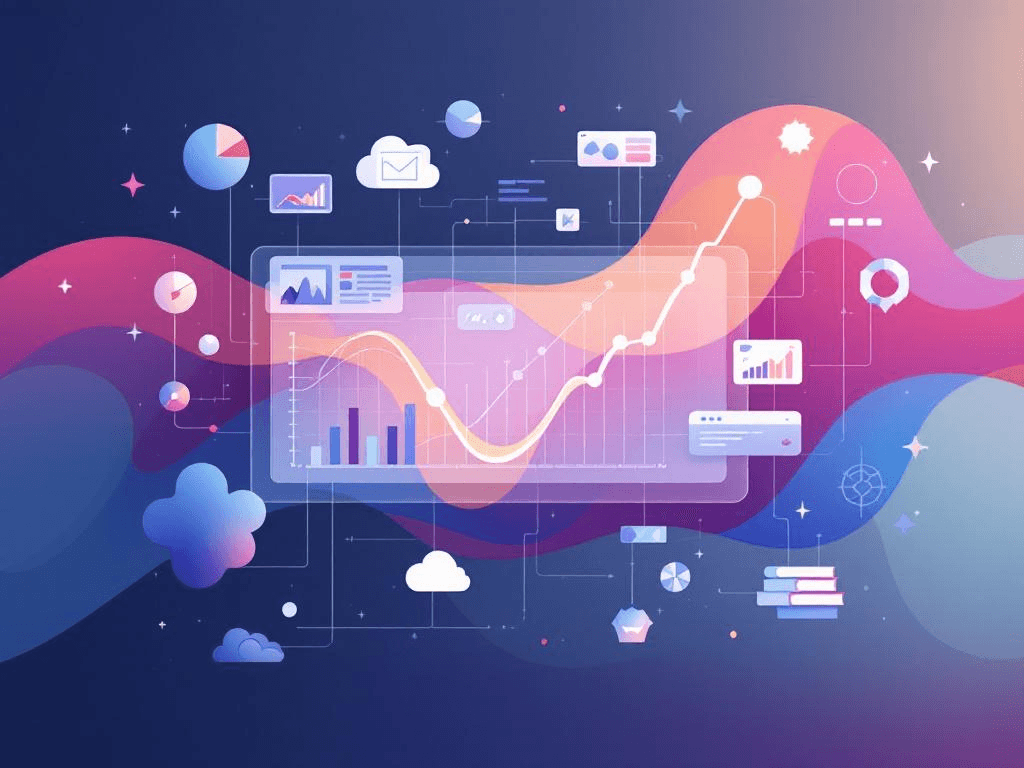 A professional abstract illustration representing the concept of Building the analytics integration architecture in Market...